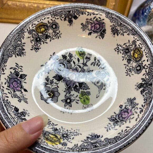 Set Of Six Vtg Egersund Norway Black Pheasant Transferware Shallow Bowls - Picture 13 of 16